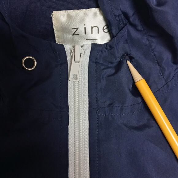 Unisex Windbreaker Color Block🔵🟢 🤍Hoodie Medium Blue Turquoise Flaws - Picture 9 of 14